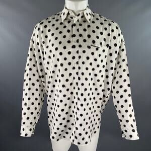 BALENCIAGA Size S White Black Polka Dot Viscose Silk Long Sleeve Shirt